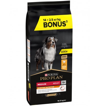 Purina Pro Plan Adult Medium Everyday Nutrition Chicken 14Kg + 2,5Kg