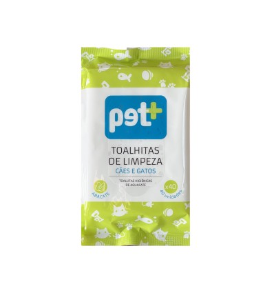 Pet+ Toalhitas de Limpeza Abacate p/ Cão e Gato 40 uni.