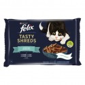 Purina Gatos Húmidos Felix Tasty Shreds (Seleção Peixes) 4x80gr.