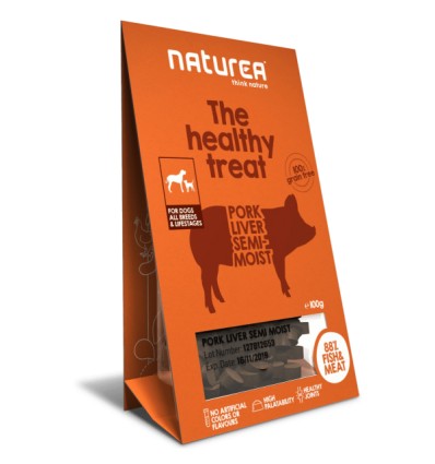 Naturea Snacks p/ Cão Pork Stomach 80gr (APROX.VALIDADE 29/05/18)