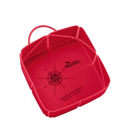 Comedouro/Bebedouro Hunter em Silicone Vermelho p/ Viagem