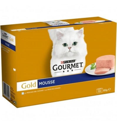 Purina Gourmet Gold Mousse com Peixe do Oceano Pack 12x85gr.